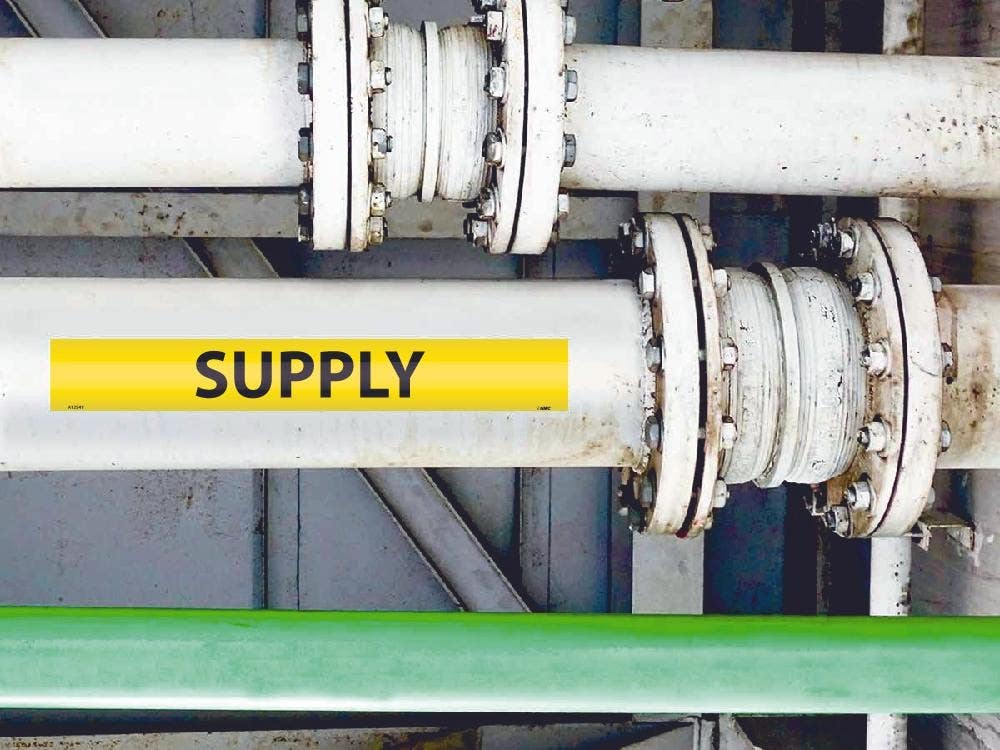 AccuformNMC RPK689 ASME (ANSI) Pipe Marker, Yellow, Supply