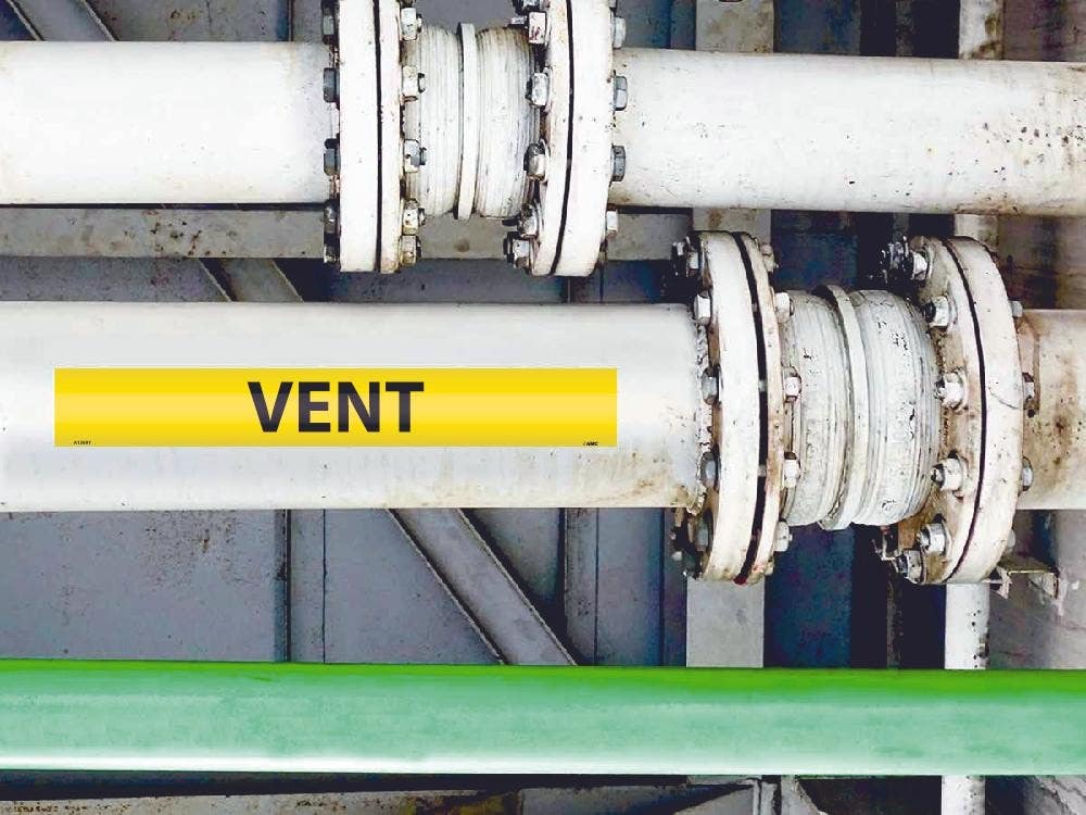 AccuformNMC RPK721 ASME (ANSI) Pipe Marker, Yellow, Vent