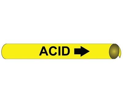 AccuformNMC 4001 Precoiled/Strap-On Pipemarker, Black/Yellow - Acid