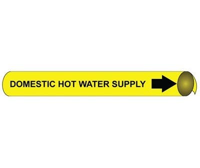 AccuformNMC 4038 Precoiled/Strap-On Pipemarker B/Y - Domestic Hot Water Supply