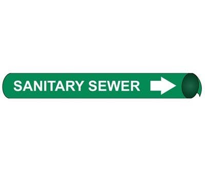 AccuformNMC 4094 Precoiled/Strap-On Pipemarker W/G - Sanitary Sewer