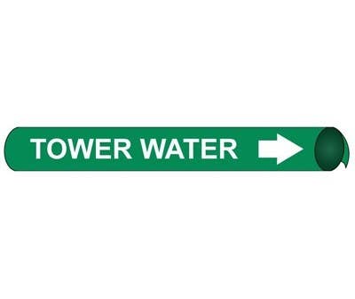 AccuformNMC RPK705 ASME (ANSI) Pipe Marker, Green, Tower Water
