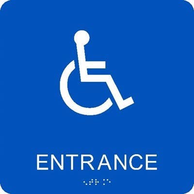 AccuformNMC ADA17W Entrance ADA Braille, w/ Handicap Symbol