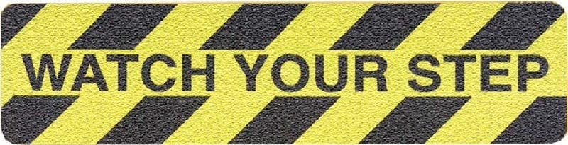 AccuformNMC AGT39WAT Anti Slip Grit Cleat 6" x 24", Watch Your Step, Black/Yellow, Case of 24