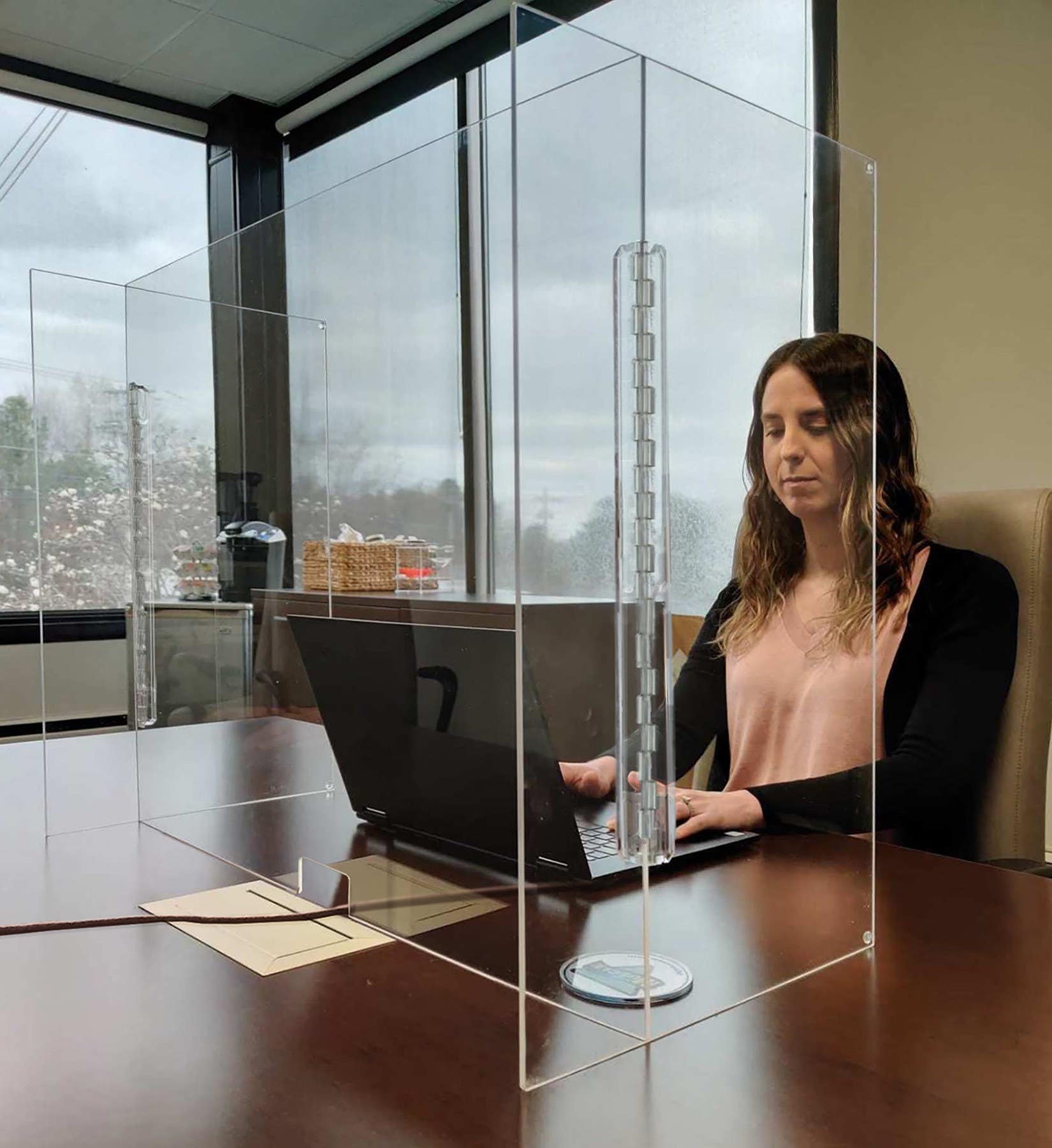 AccuformNMC AWS Clear Foldable Work Station Shield, Acrylic .150