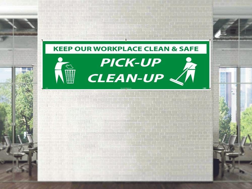 AccuformNMC BT Keep Our Workplace Clean & Safe Pick-Up Clean-Up Banner