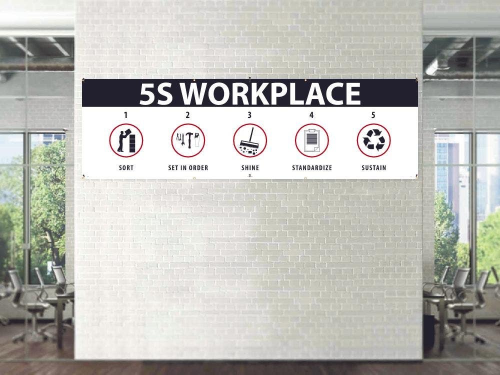 AccuformNMC BT 5s Workplace Sort Set In Order Shine Standardize Sustain Banner