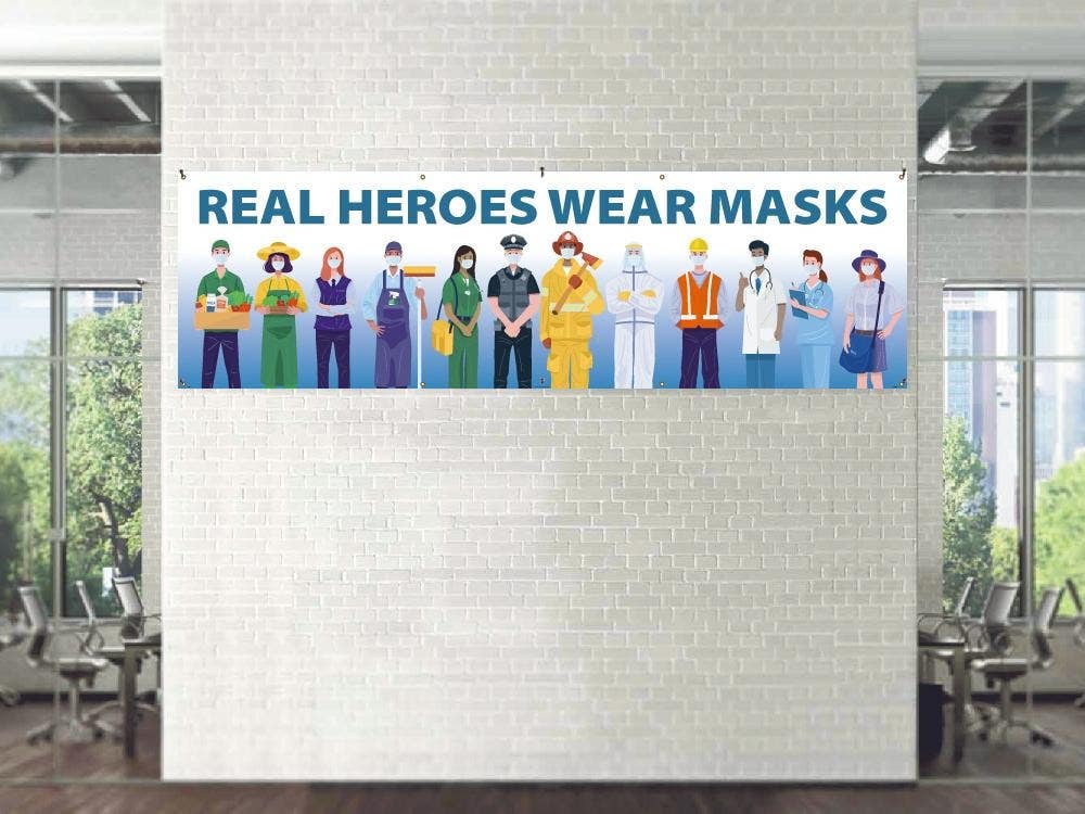 AccuformNMC BT Real Heros Wear Masks Vinyl Banner w/ Grommets
