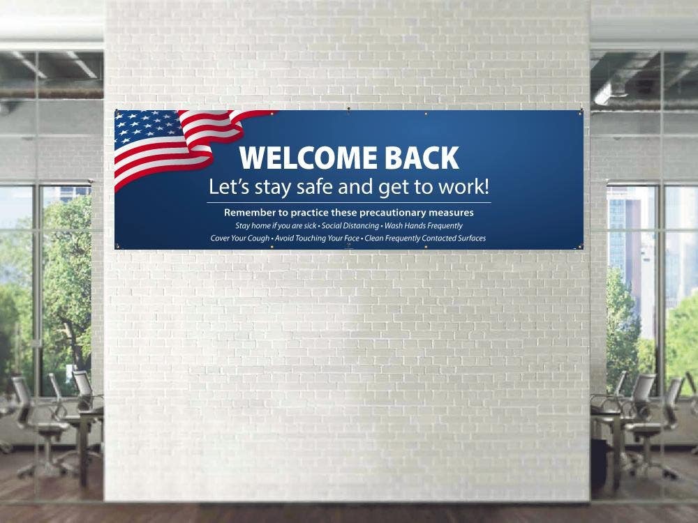 AccuformNMC BT Welcome Back, Patriotic Vinyl Banner w/ Grommets