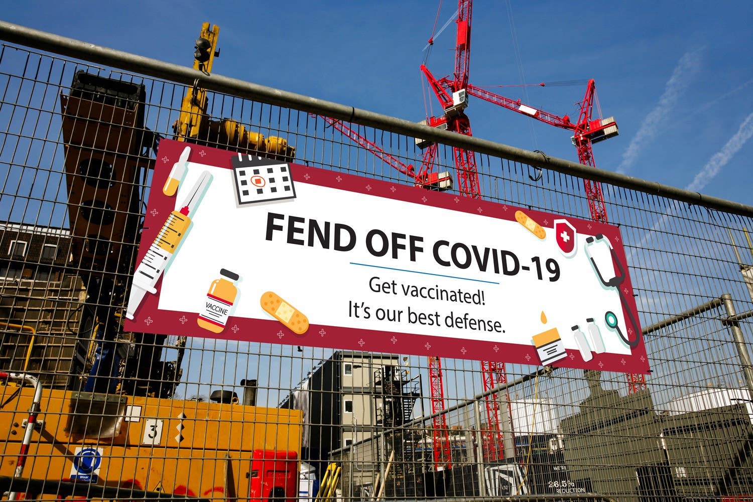 AccuformNMC BT Fend-Off Covid-19, Vaccination Banner w/ Grommets