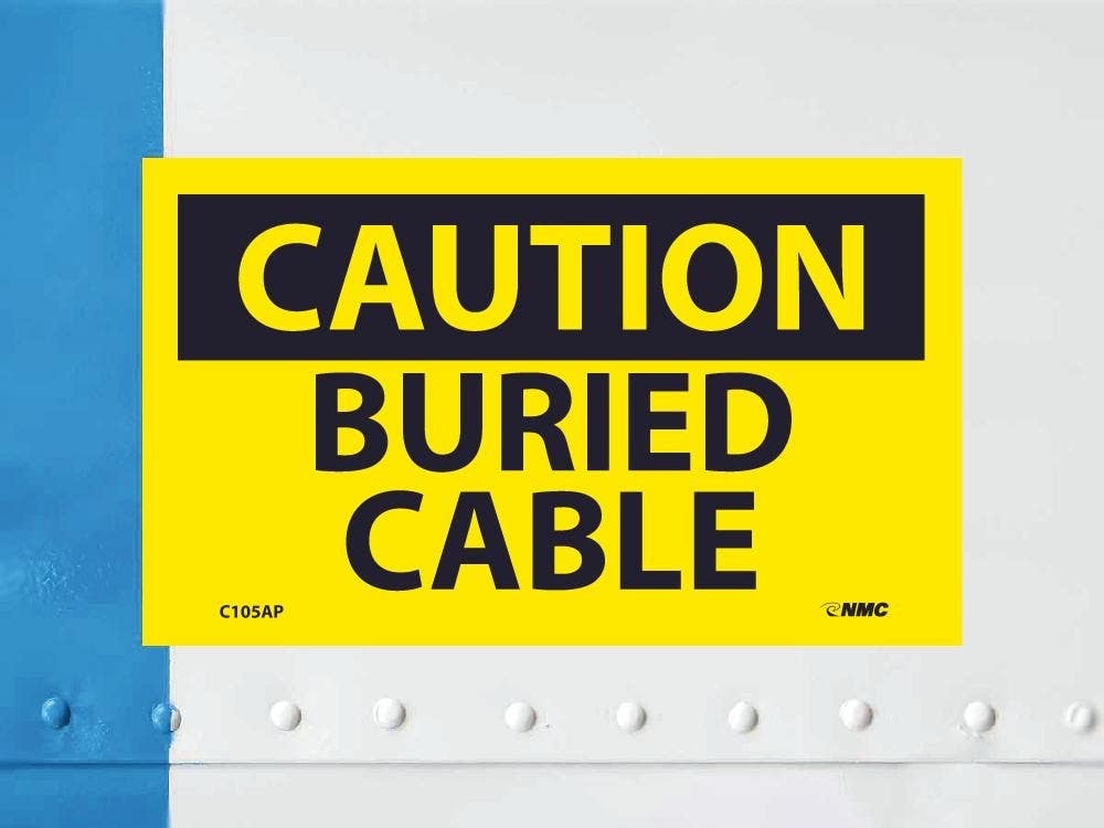 AccuformNMC C105AP Caution, Buried Cable Label, PS Vinyl, 3" x 5", 5/Pk