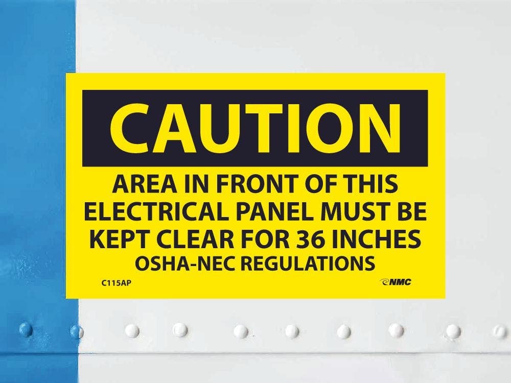 AccuformNMC C115AP Caution, Electrical Hazard Label, PS Vinyl, 3" x 5", 5/Pk