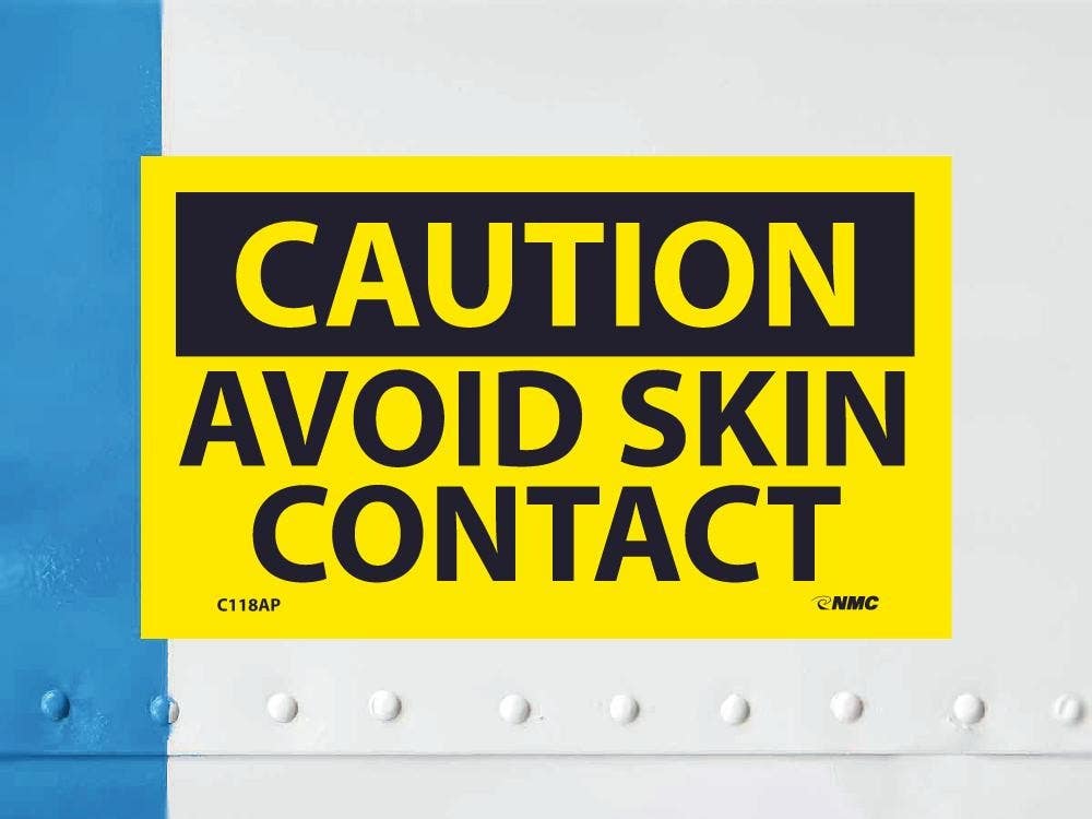 AccuformNMC C118AP Caution, Avoid Skin Contact Label, PS Vinyl, 3" x 5", 5/Pk