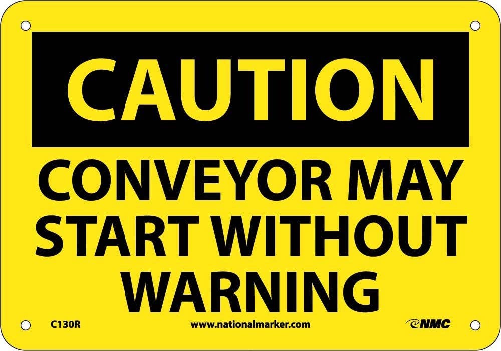 AccuformNMC MEQM Safety Sign, Conveyor May Start Warning