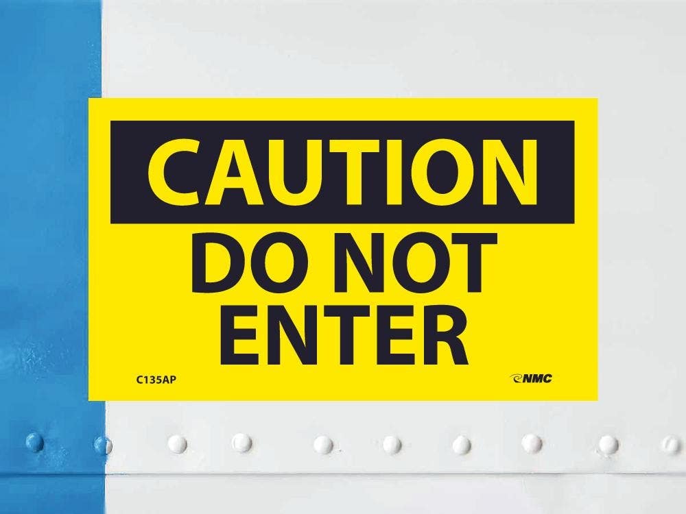 AccuformNMC C135AP Caution, Do Not Enter Label, PS Vinyl, 3" x 5", 5/Pk