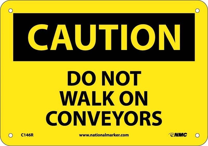 AccuformNMC C146 Caution, Do Not Walk On Conveyors Sign, 10" H x 14" W