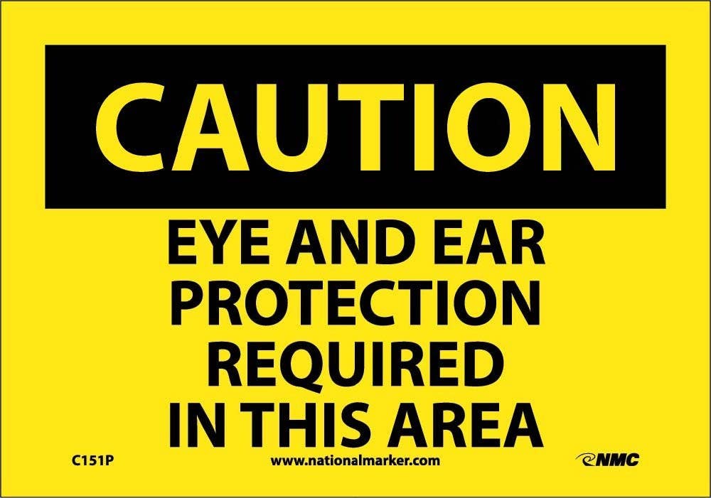 AccuformNMC C152AP Caution, Eye Protection Required Beyond This Point Sign, PS Vinyl, 3" x 5", 5/Pk