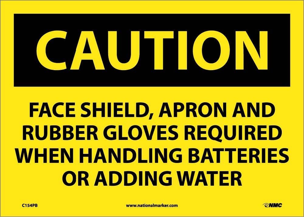 AccuformNMC MPPA OSHA Caution Safety Sign, Face Shield Apron & Rubber…, 10" x 14"