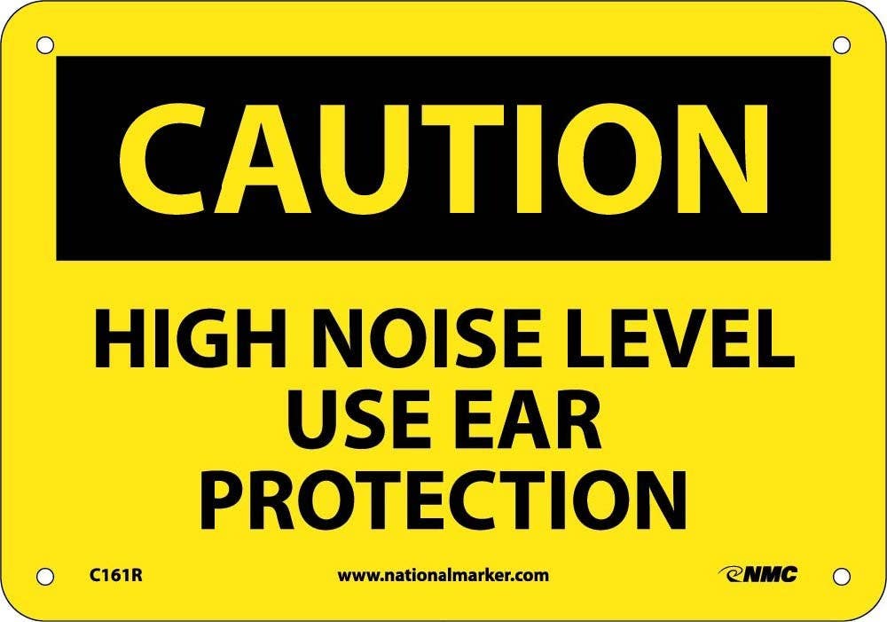 AccuformNMC C161PB Caution, High Noise Level Use Ear Protection Sign, Adhesive Backed Vinyl, 10" x 14"