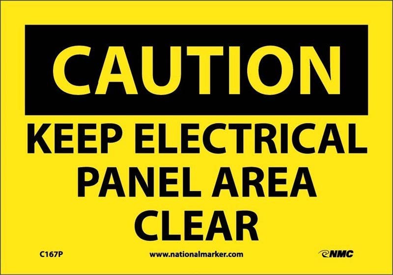 AccuformNMC MELC OSHA Caution Safety Sign, Keep Electric Panel Area Clear