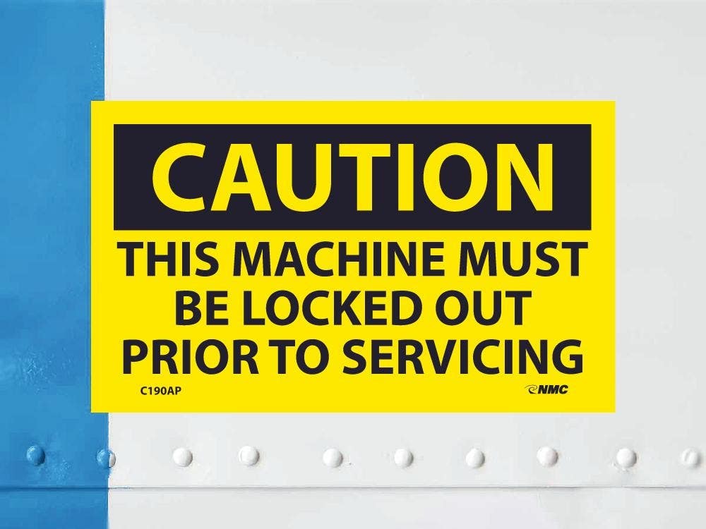 AccuformNMC LLKT OSHA Caution Lockout/Tagout Label, This Machine Must Be Locked Out…