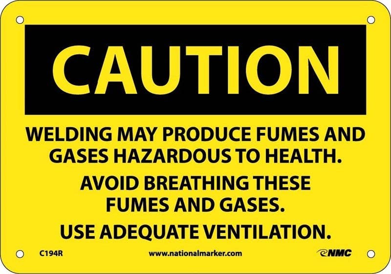 AccuformNMC C194RB Caution, Welding Fumes Hazardous Sign, Rigid Plastic, 10" x 14"
