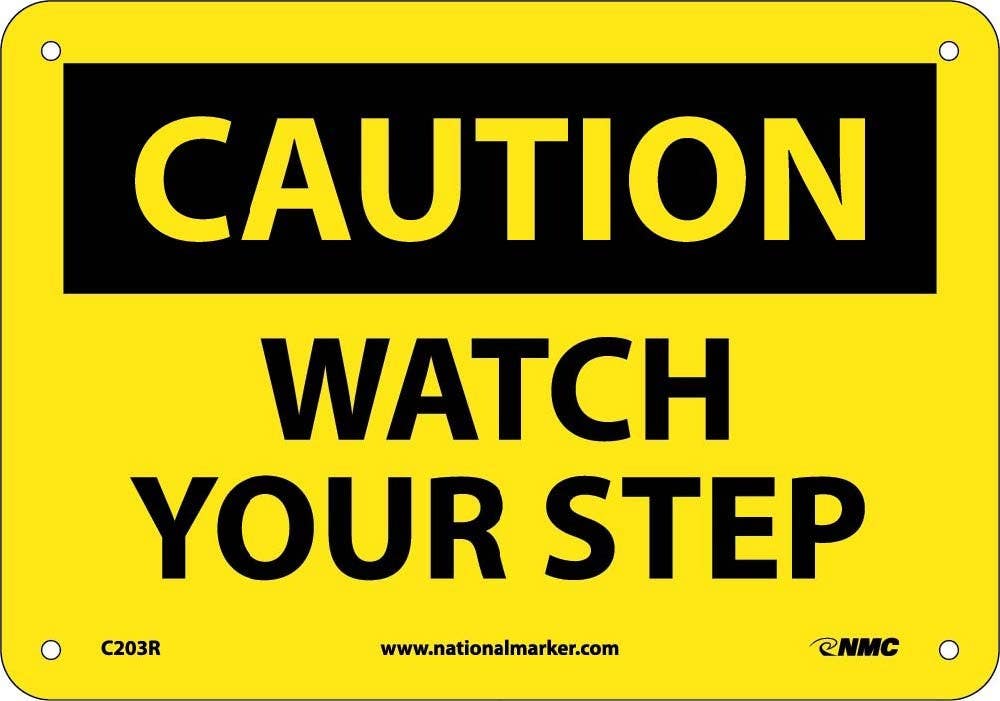 AccuformNMC C203AG Caution, Watch Your Step Sign, Standard Aluminum, 12" x 18"
