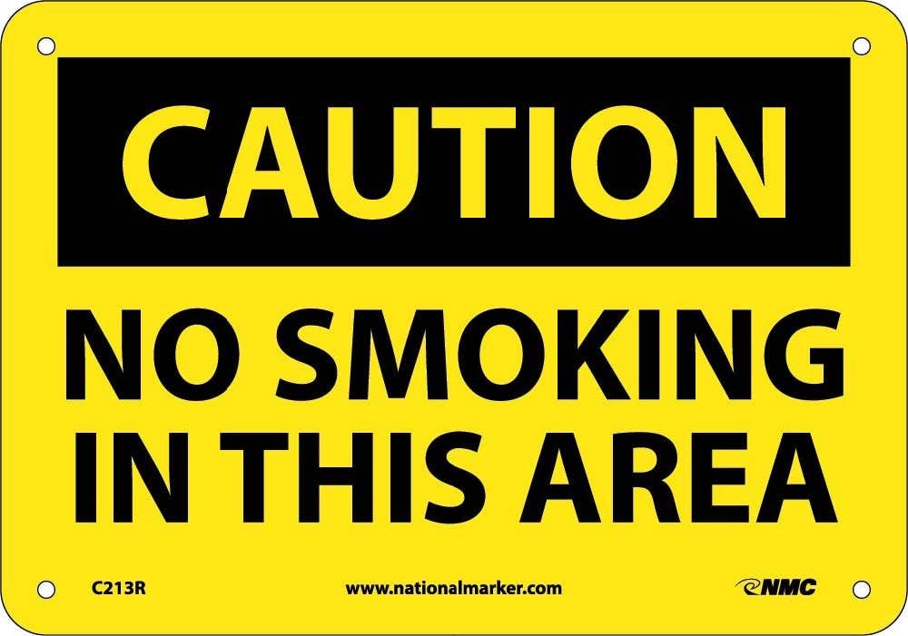 AccuformNMC MSMK Caution, No Smoking In This Area Sign