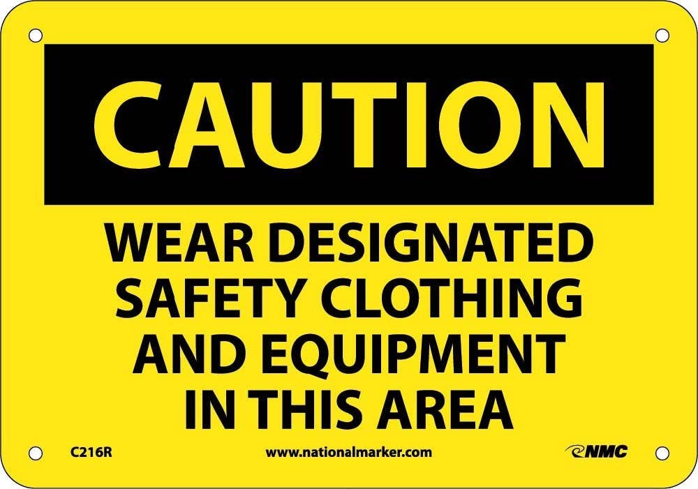 AccuformNMC C216 Caution, Designated PPE In This Area Sign, Rigid Plastic
