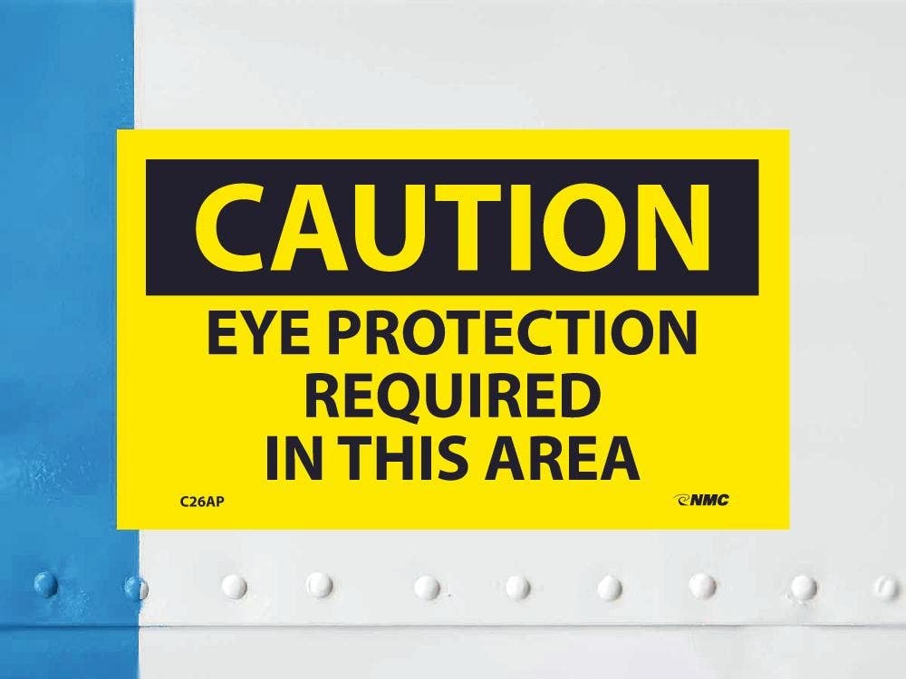 AccuformNMC C26AP Caution, Eye Protection Required In This Area Label, PS Vinyl, 3" x 5", 5/Pk