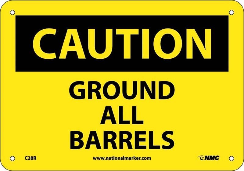 AccuformNMC MCHL OSHA Caution Safety Sign, Ground All Barrels