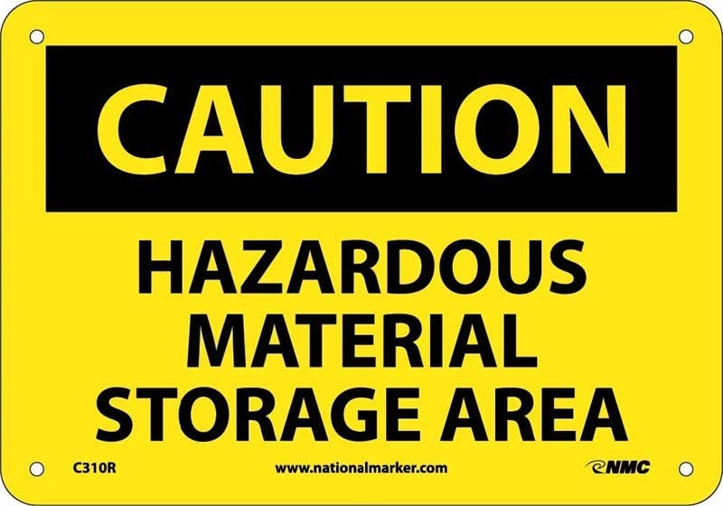 AccuformNMC MCHL OSHA Caution Safety Sign, Hazardous Material Storage Area