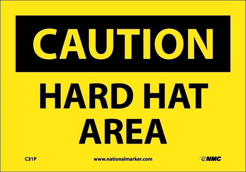 AccuformNMC C31 Large Format Caution Hard Hat Area Sign, 20" H x 28" W