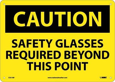 AccuformNMC MPP OSHA Caution Safety Sign, Safety Glasses Required Beyond This Point