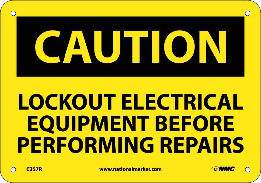 AccuformNMC C357 Caution, Lockout Electrical Equipment Sign