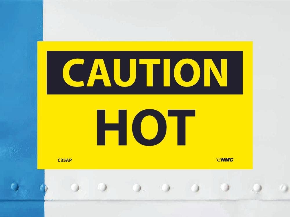 AccuformNMC LCHL675 OSHA Caution Safety Label, Hot, English, 3-1/2" x 5", 5/Pk