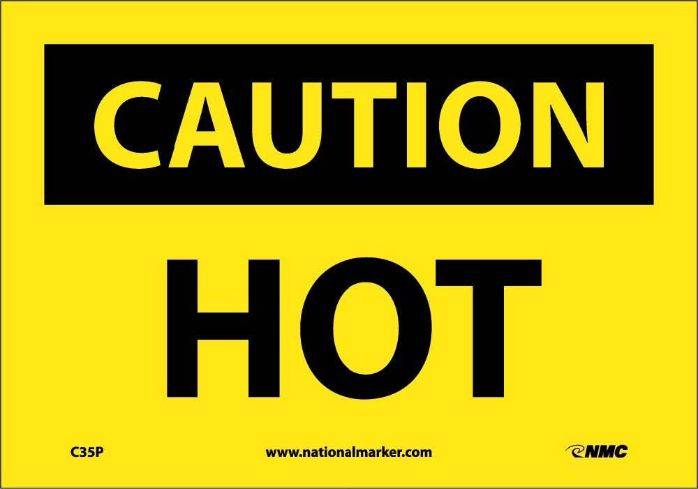 AccuformNMC MCPG Caution, Hot Sign, English
