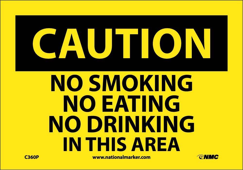 AccuformNMC C360 Caution, No Smoking In This Area Sign, Adhesive Backed Vinyl