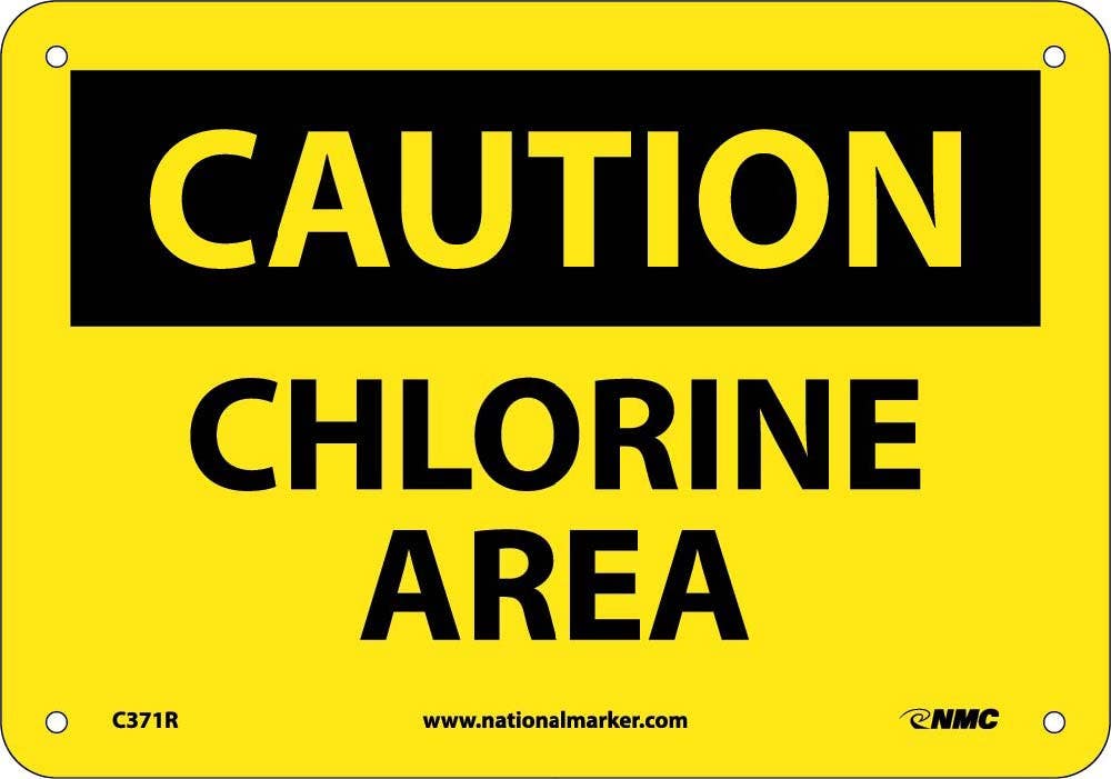 AccuformNMC MCHC OSHA Caution Safety Sign, Chlorine Area