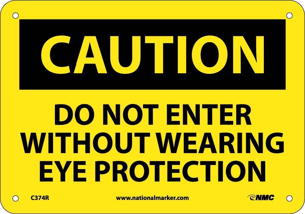 AccuformNMC MPPA619 OSHA Caution Safety Sign, Do Not Enter Without Wearing Eye Protection, 10" x 14"