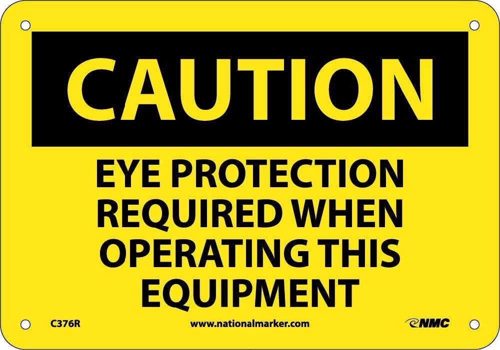 AccuformNMC MPPE610 OSHA Caution Safety Sign, Eye Protection Must Be Worn…, 10" x 14"