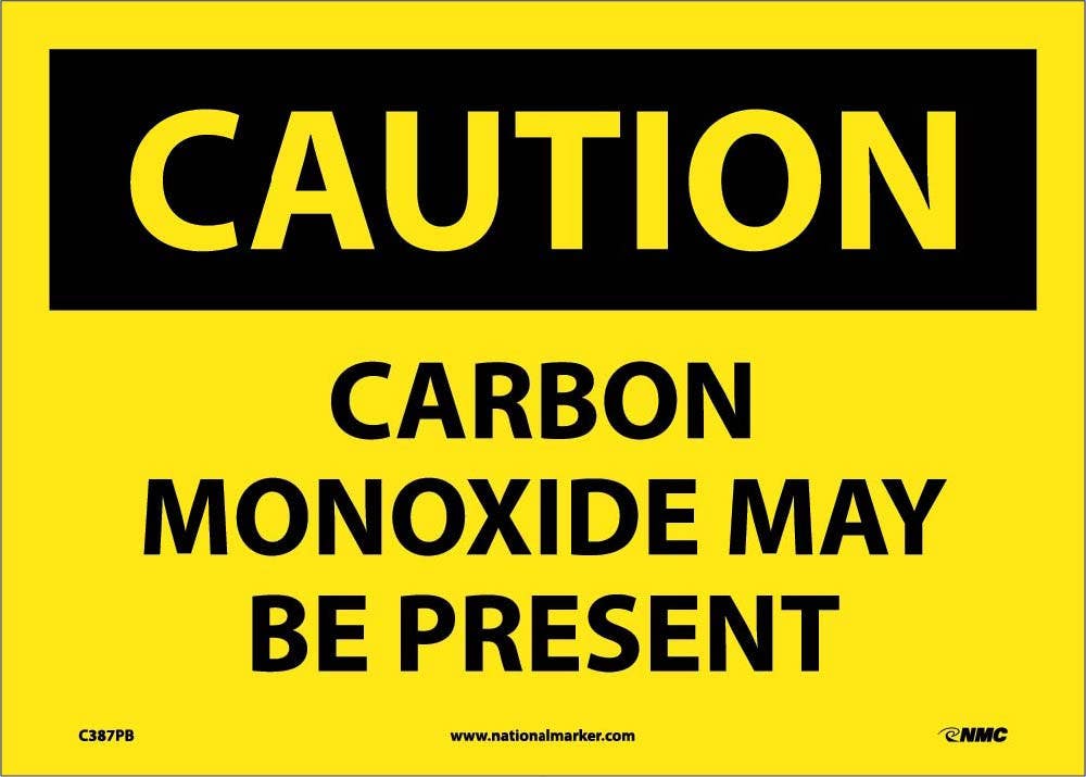 AccuformNMC MCHL OSHA Caution Safety Sign, Carbon Monoxide May Be Present