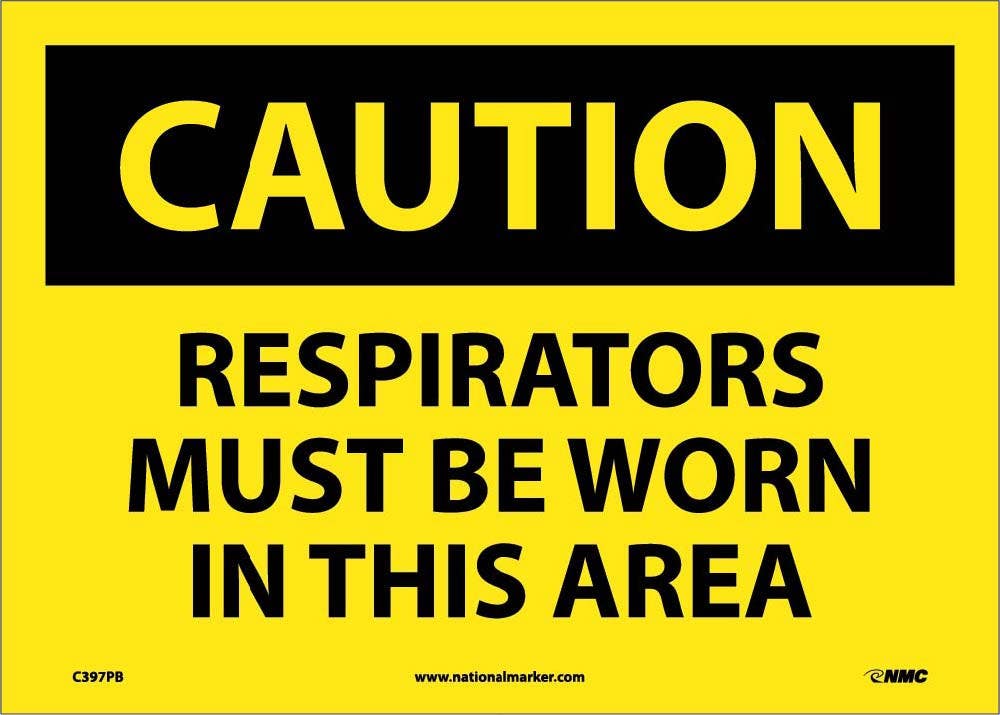 AccuformNMC MPP OSHA Caution PPE Safety Sign, Respirators Must Be Worn In This Area