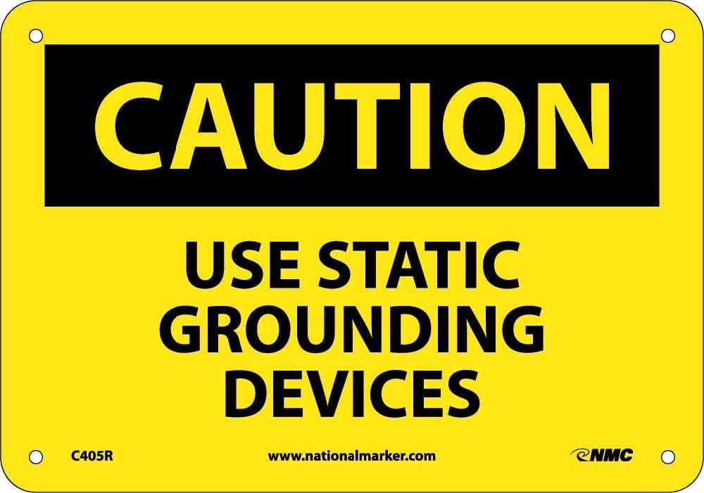 AccuformNMC MELC OSHA Caution Safety Sign, Use Static Grounding Devices
