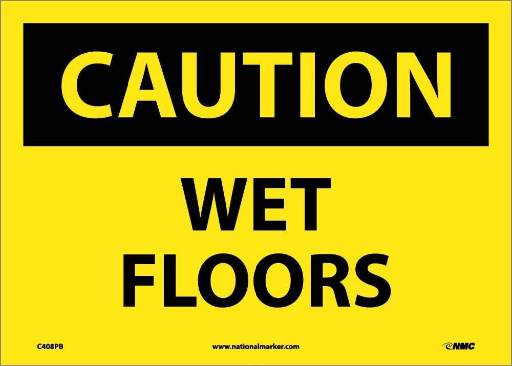 AccuformNMC C408 Caution, Wet Floors Sign, 10" x 14"