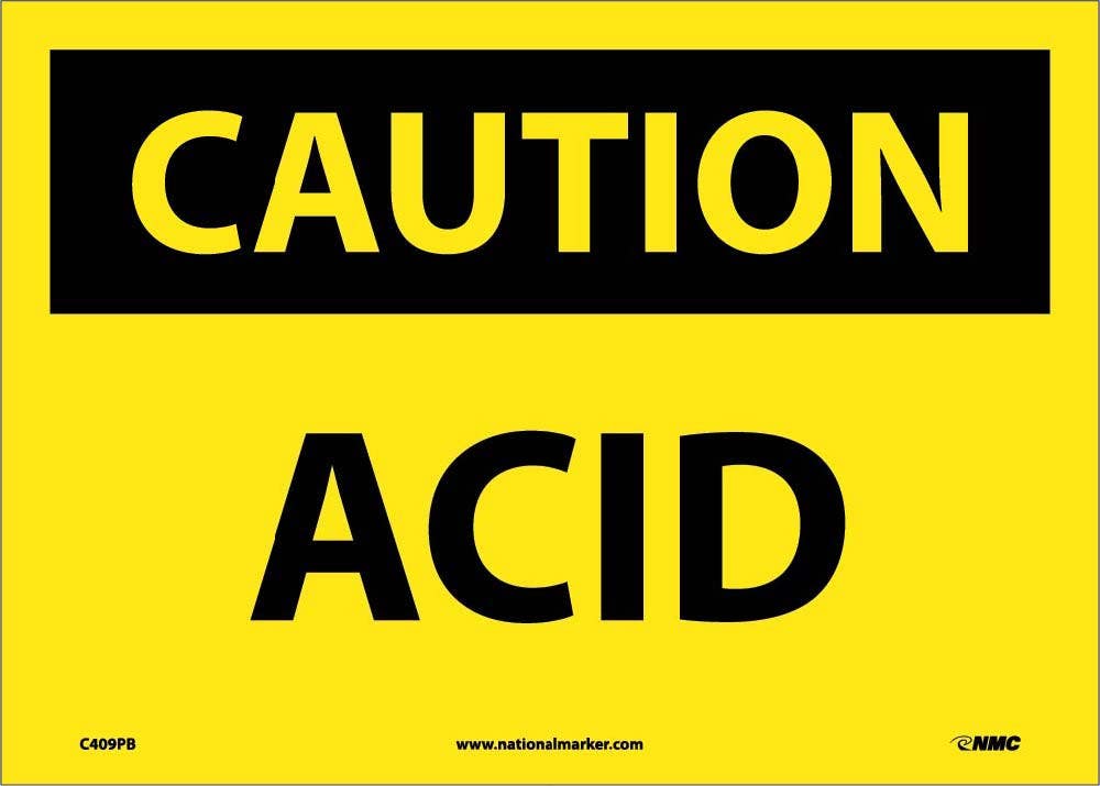 AccuformNMC MCHL OSHA Caution Safety Sign, Acid