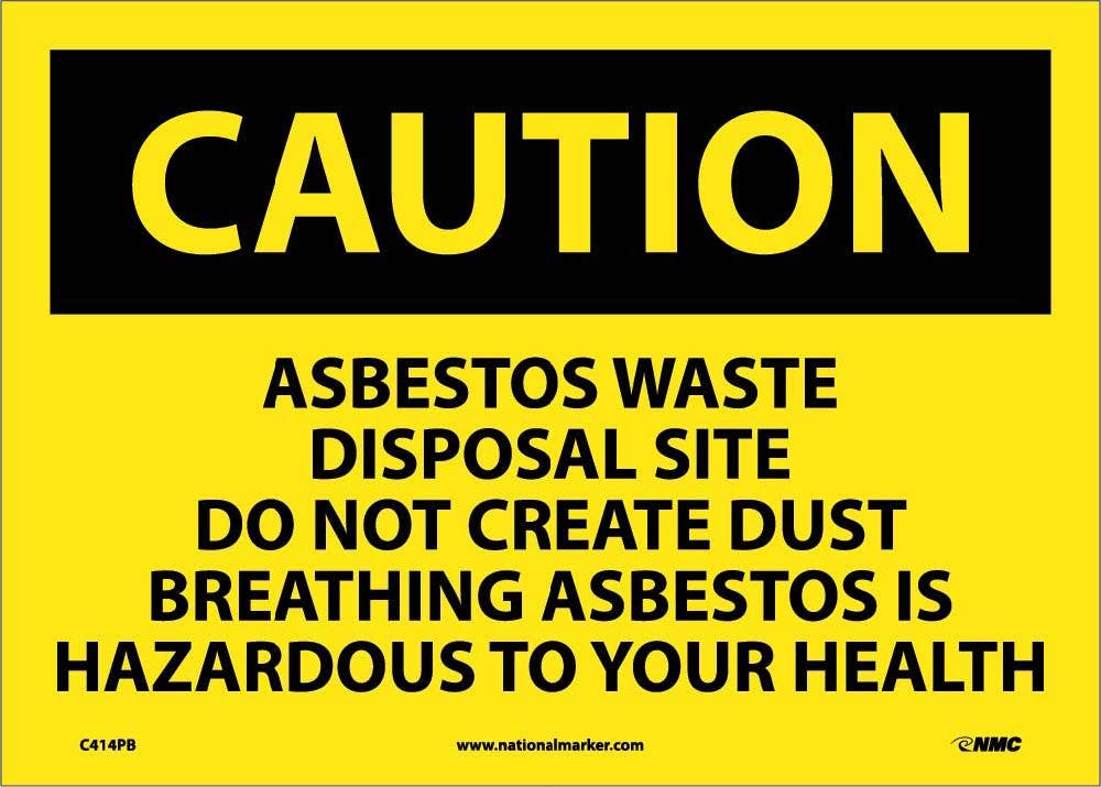AccuformNMC MCAW609 OSHA Caution Safety Sign, Asbestos Waste Disposal Site, 10" x 14"