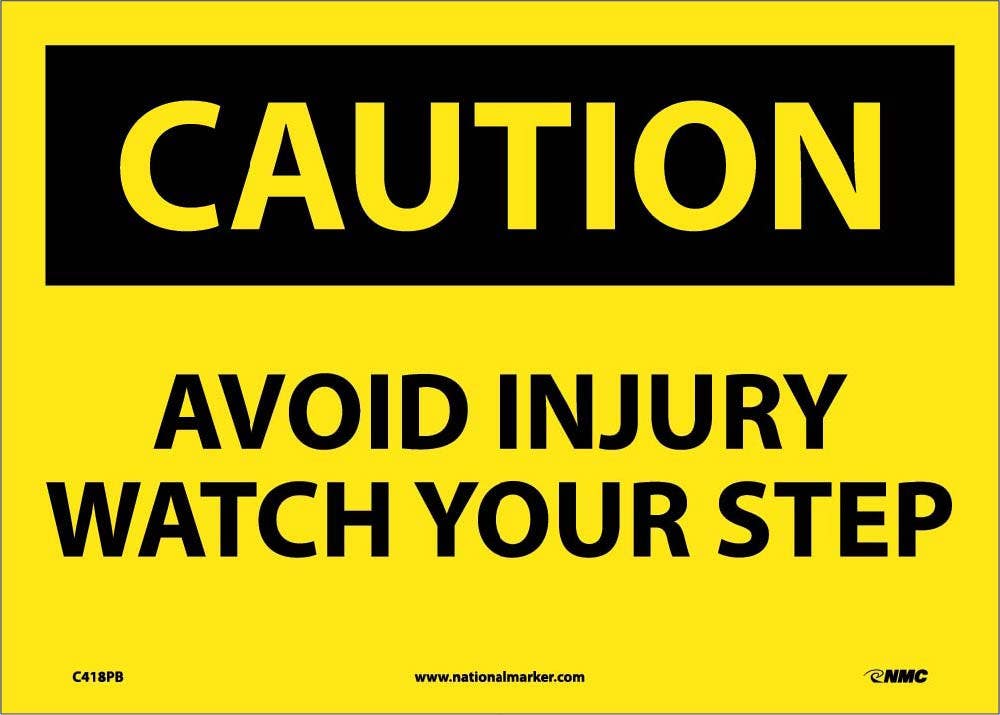 AccuformNMC MSTF OSHA Caution Safety Sign, Avoid Injury - Watch Your Step