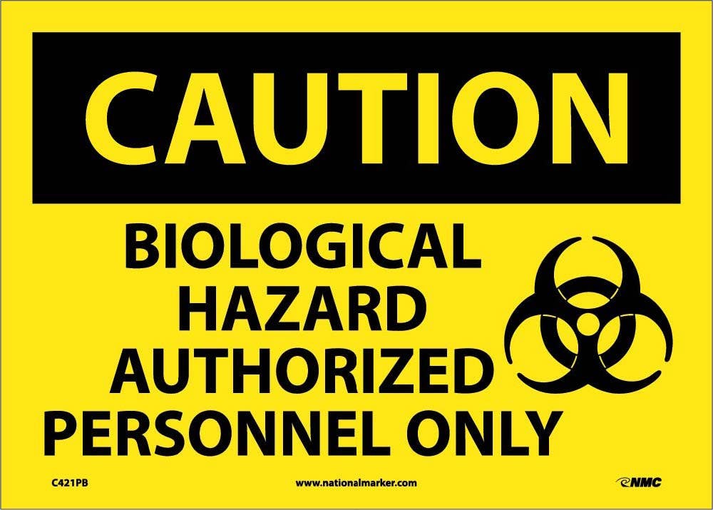 AccuformNMC MBHZ600 OSHA Caution Safety Sign, Biological Hazard - Authorized Personnel Only, 10" x 14"