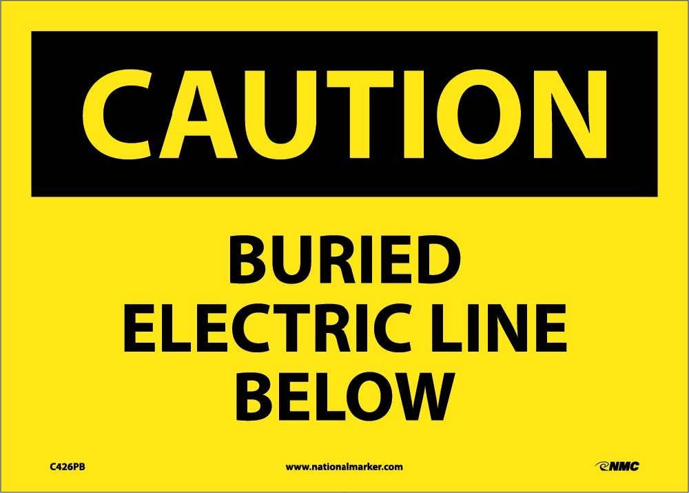 AccuformNMC MELC629 OSHA Caution Safety Sign, Buried Electric Line Below, 10" x 14"